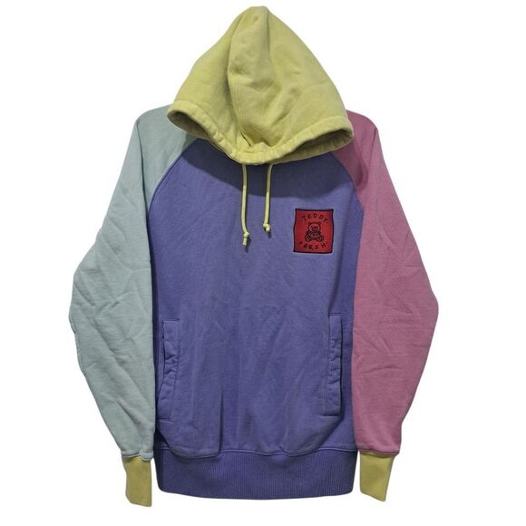 Teddy Fresh Pastel Hoodie Logo Patch Retro Y2K Sweater XS Multi- Color - Picture 1 of 16